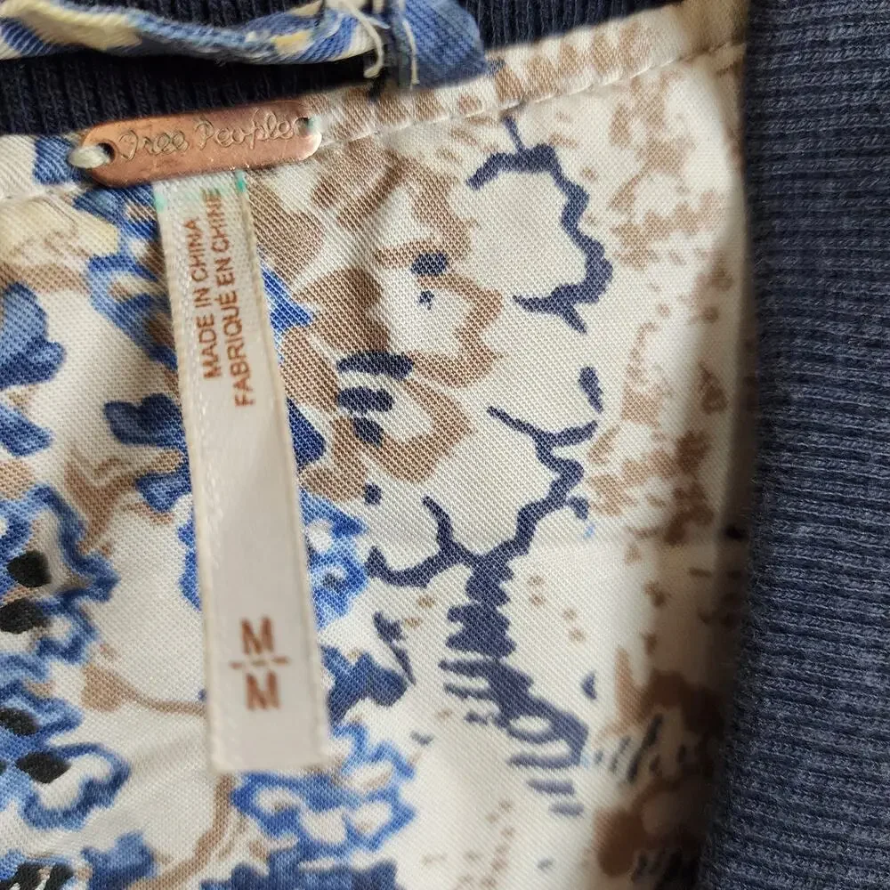 Free People Quilted Paisley Medium Bomber Jacket